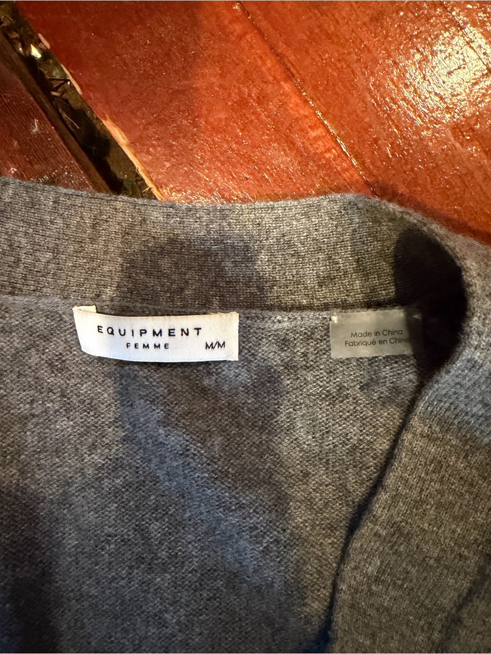 Equipment Classic Grey Button-Front Cashmere Long Women’s Cardigan - Picture 4 of 5